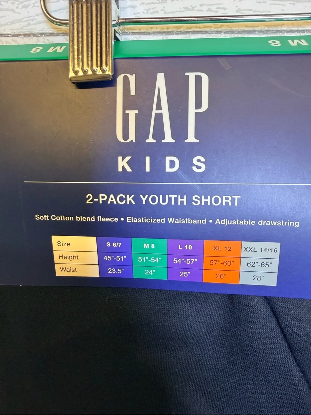 GAP Kids 2 pack Fleece lined Shorts adjustable drawstring red & navy size 8 nwt